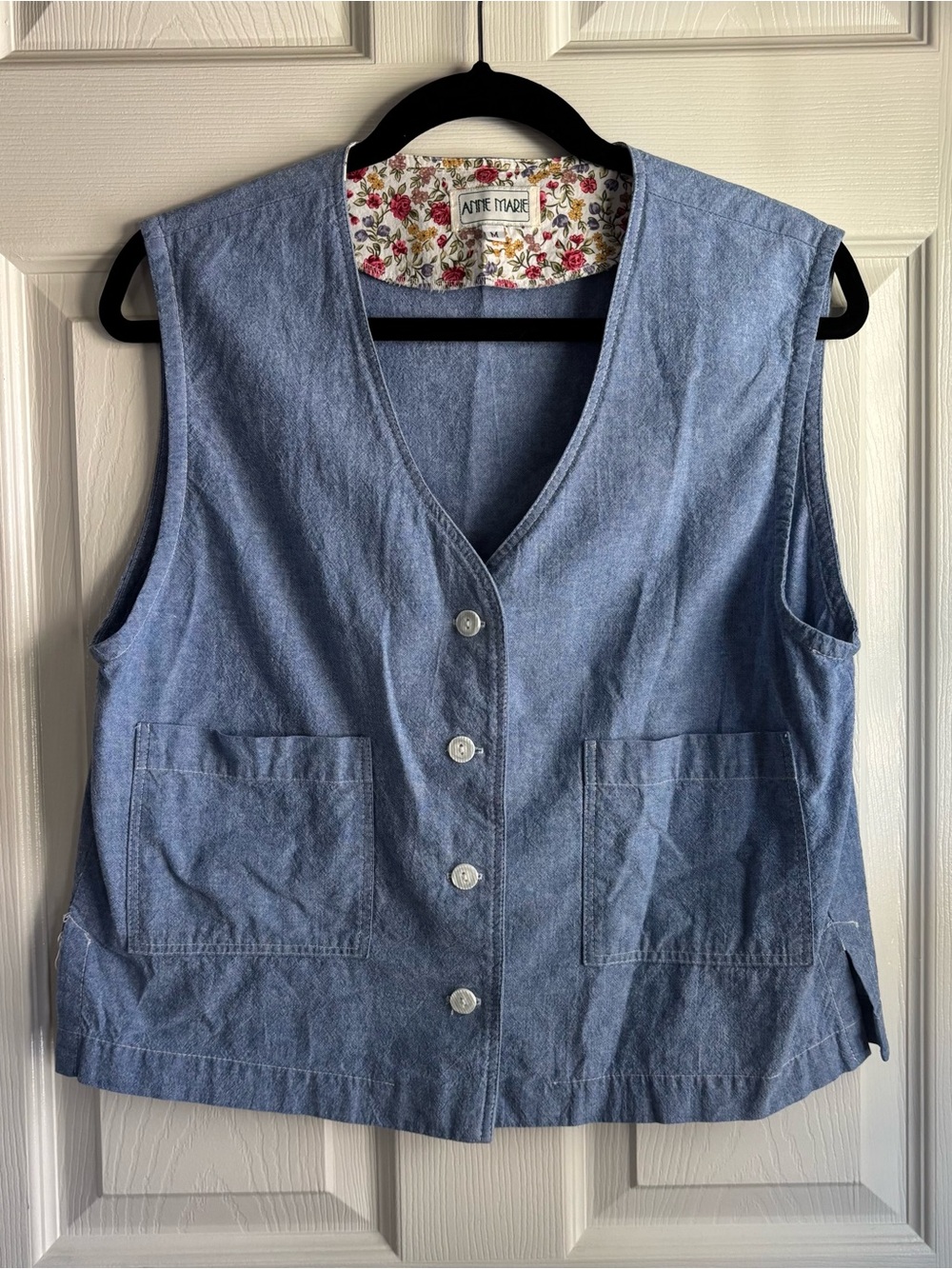 Vintage Cotton Cropped Chambray Vest